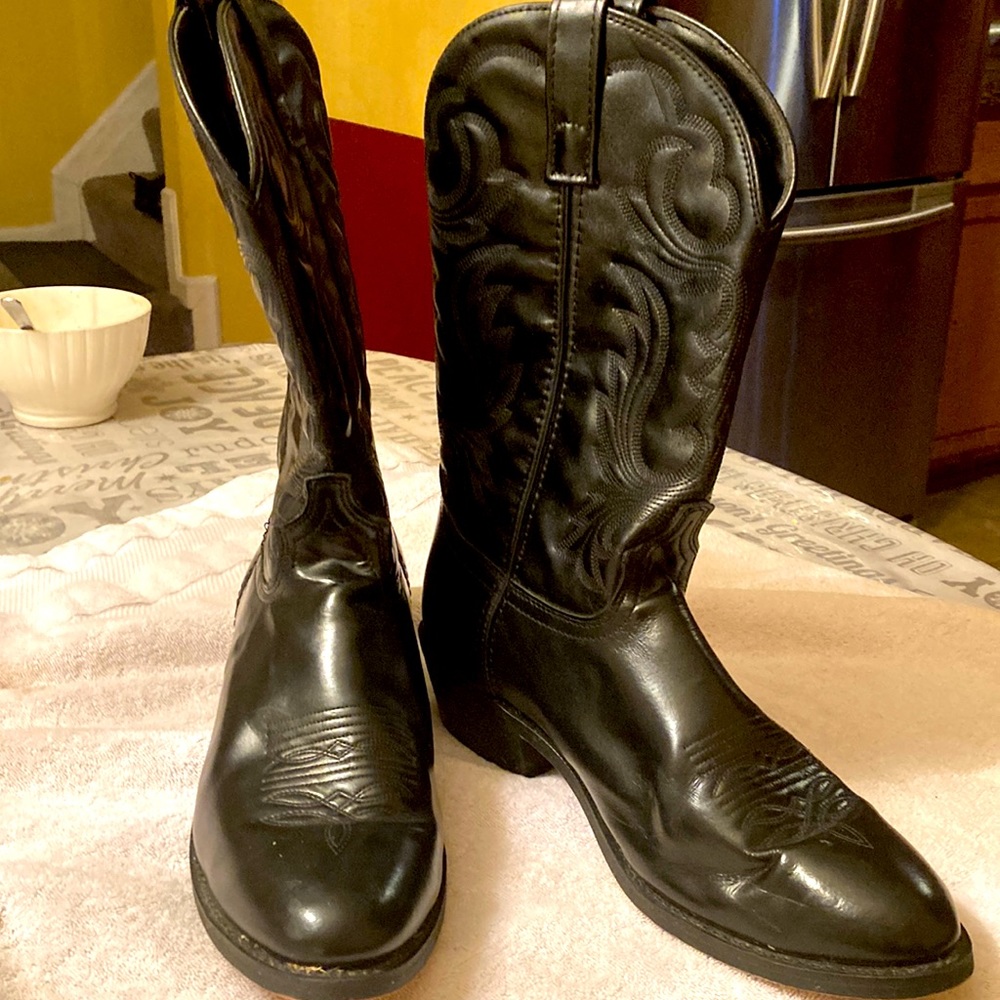 Guide Gear Men’s Black Leather Cowboy Western Boots Size 12EE